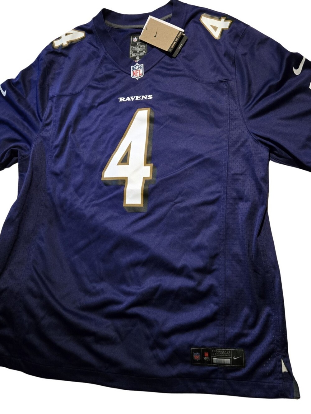 Nike Baltimore Ravens Flowers #4 Purple & Gold Jersey Mens XL